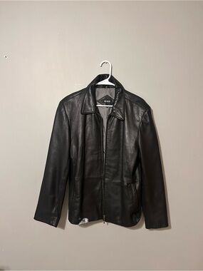 111 State Black Leather Bomber Jacket